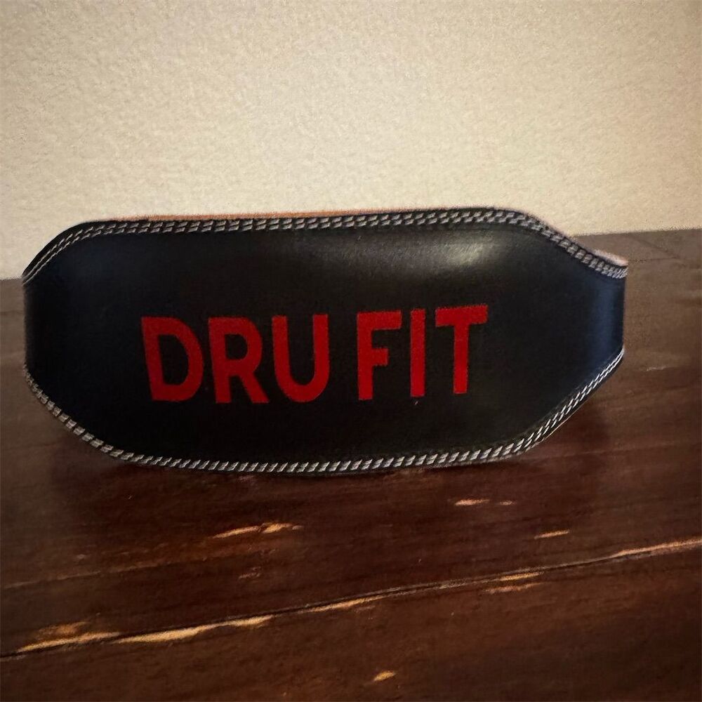 Drufit Weightlifting Belt XL Black Leather Adjustable Powerlifting Unisex